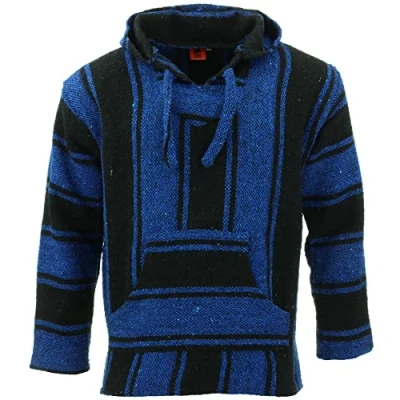 Image of LOUDelephant Recycled Mexican Baja Jerga Hoody Blue Black (X Large)