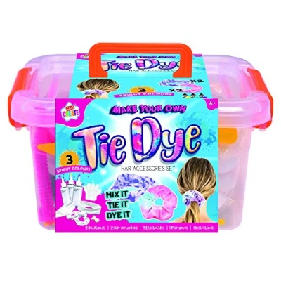 Image of Kids Create Crafts Art &amp; Craft Supplies Activity Packs Box for Make Your Own Tie Die Hair Accessories Set Paints, Gloves and Included
