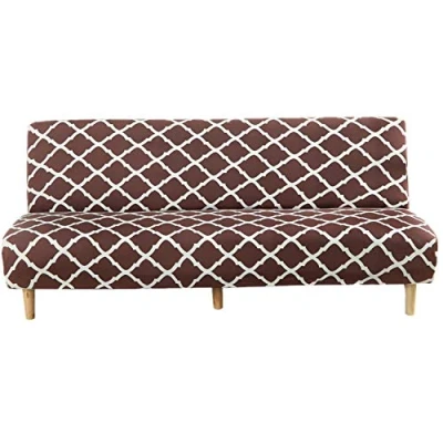 Image of Mingfuxin Armless Sofa Bed Cover, Spandex Stretch Futon Slipcover Protector, Non Slip Elastic Folding Couch Shield Fits for 2 3 Seater without Armrests (BTC02 Wine Red)
