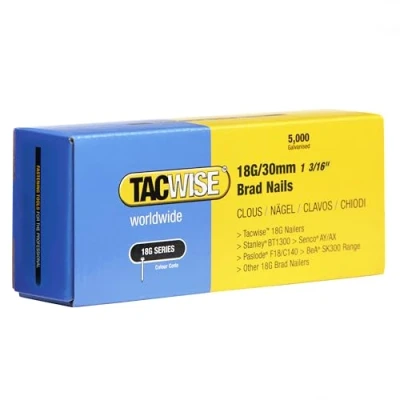 Image of TACWISE 0397 Type 18G / 30 mm Galvanised Brad Nails, Silver, Pack of 5,000