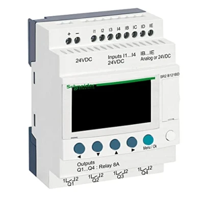 Image of Schneider Electric SR2B121BD Zelio Logic Compact Smart Relay without Clock, 12 I O, 24V DC, Monitor