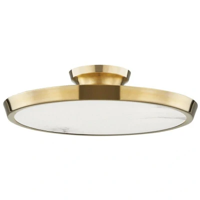 Image of Draper Led Flush Mount Brass, Alabaster