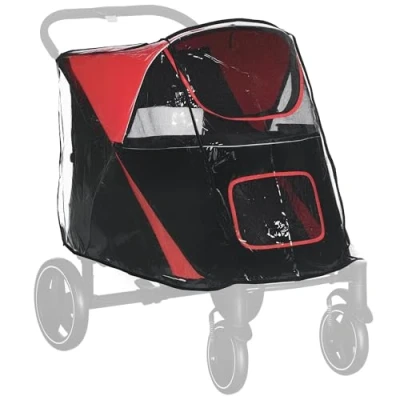 Image of PawHut Dog Stroller Rain Cover, Cover for Pram Stroller, Buggy Large, Medium Dogs w/Rear Entry