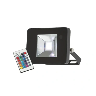 Image of KnightsBridge 230V IP65 10W RGB LED Black Die Cast Aluminium Floodlight