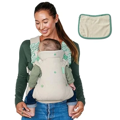 Image of Infantino Flip 4 in 1 Nature &amp; Nurture Convertible Carrier Positions Adjustable Lumbar Waist Belt Head Support Ergonomic Seat Padded Shoulder Straps Recycled Materials Unit