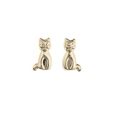 Image of 9ct Yellow Gold sitting Cat Andralok stud earring/Gift box