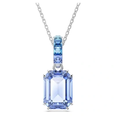 Image of Swarovski Millenia pendant, Octagon cut, Blue, Rhodium plated