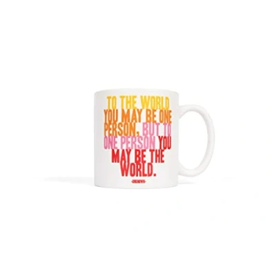 Image of Quotable White Ceramic Mug, 400 ml, to One Person You May be The World, Microwave and Dishwasher Safe
