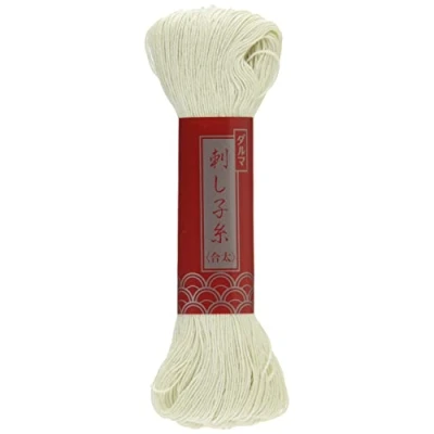 Image of Sashiko Thread JUMBO Skein, 100 meters Color #102 inchNatural inch Japanese Quilting &amp; Embroidery,White