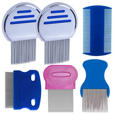 Image of OBSCYON 6Pcs Lice Comb,Double Sided Nit Comb for Head Treatment[including Long Thick Hair], Free Kids Pets and Adults
