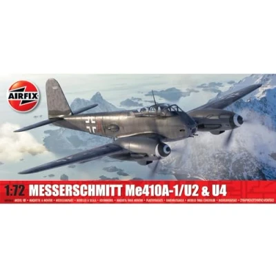Image of Airfix Model Set A04066 Messerschmitt Me410A 1/U2 &amp; U4 Building Kit Plastic Plane Kits for Adults Children 8+, Includes Sprues Decals 1:72 Scale