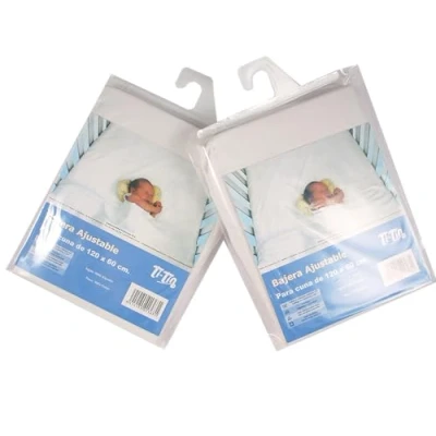 Image of Ti TIN Pack of 2 Fitted Sheets for Baby cot 100% Cotton, White, Adjustable with Elastic Band, 70x140 cm