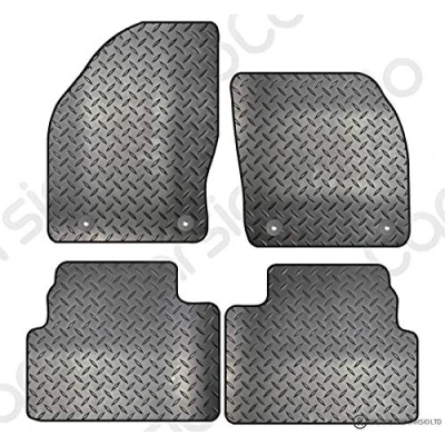 Image of Carsio Rubber 4 Piece Car Mat Set For Ford Kuga 2015+ Onwards with [4 Clips] Tailored Fit Floor Complete Accessory Black Custom Fitted All Weather &amp; Heavy Duty, Anti Slip Backing