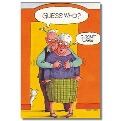 Image of Humorous Greeting Card (PLK EWR164) Blank/Birthday Guess Who Man Behind Woman from The Wrinklies Range Suitable for Birthdays and Other s
