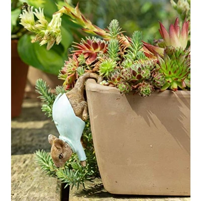 Image of Pot Buddies Beatrix Potter Johnny Town Mouse Figure Plant Hanger Handmade Garden Ornament Decorative Flower Planter Figurine
