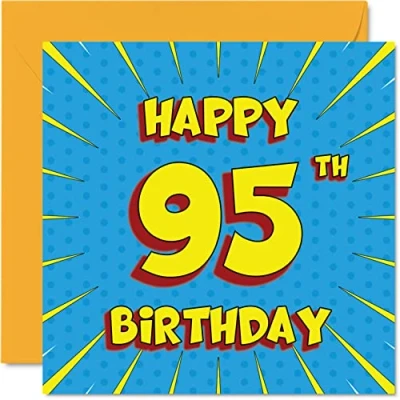 Image of Fun 95th Birthday Cards for Men Woman Comic Book Happy Card Grandma Gran Nan Great Grandad Grandpa Nanny Mum Dad Granny, 145mm x Greeting Cards,