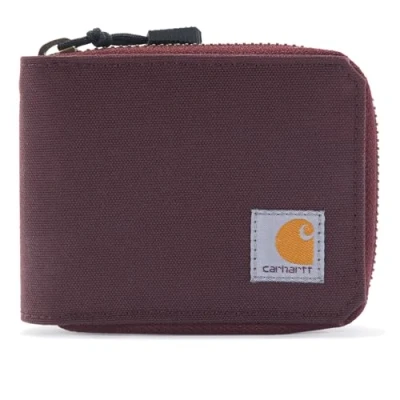 Image of Carhartt Men&#039;s Casual Canvas Zip, Durable Zippered Wallets, Nylon Duck (Deep Wine), One Size