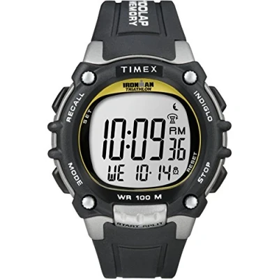 Image of Timex Ironman Men&#039;s 100 Lap Flix Black / Yellow Highlights