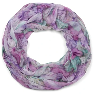 Image of styleBREAKER Women&#039;s Loop Scarf with Colorful Feather Pattern, Lightweight Summery Boho Infinity Multicolored 01016239, Colour:Blue Rose