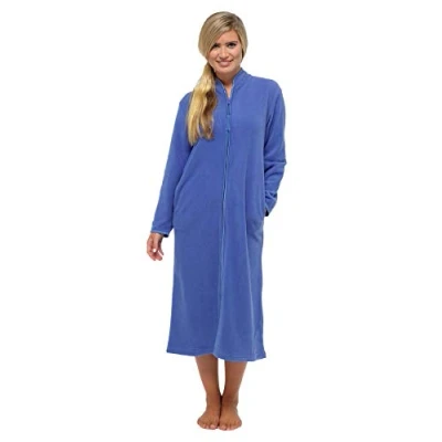 Image of Undercover Ladies Zipped Soft Fleece Dressing Gown 4045 Blue 18 20