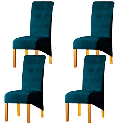 Image of LANSHENG XL Size Chair Covers for Dining chairs 4 High Back Seat Cover Stretch Removable Washable Velvet Slipcover Room Banquet Wedding Home Decor(Teal,Set of 4)