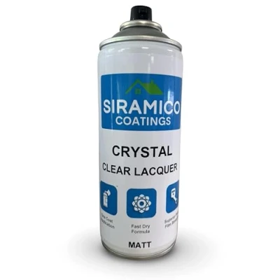 Image of SIRAMICO COATINGS Crystal Clear Lacquer 400ml Matte Finish Interior &amp; Exterior Surfaces for Wood, Metal, Plastics, Glass Ceramics
