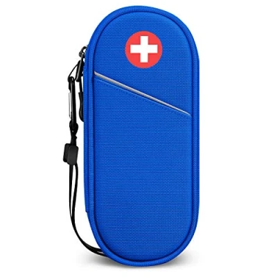 Image of SITHON EpiPen Medical Carrying Case Insulated, Travel Medication Organizer Bag Emergency Pouch Holds 2 EpiPens, Asthma Inhaler, Anti Histamine, Auvi Q, Allergy Medicine Essentials, (Blue)