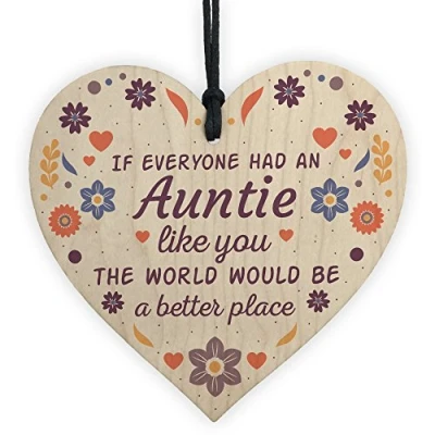 Image of RED OCEAN Handmade Auntie Gifts Shabby Chic Wooden Heart Thank You For Her Friendship Sign