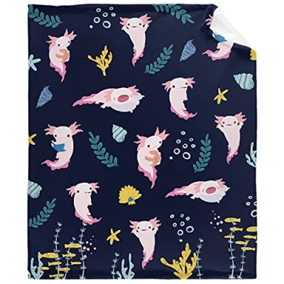 Image of Cute Axolotl Throw Blanket Soft Flannel Fleece Velvet Plush Personalized Throws Fuzzy Warm Cozy Bedding Blankets Anti Pilling Kids 40&quot; x 50&quot;