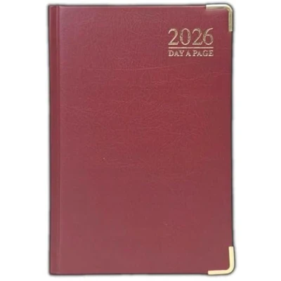 Image of ORBITRON 2025 A4 A5 A6 Day A Page Padded Hardback Desk Diary With Metal Corners (A4, Red) (Diaries Edges)