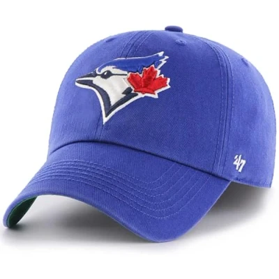 Image of 47 MLB Team Color Primary Logo Franchise Fitted Baseball Hat Cap, Unisex Adult, Toronto Blue Jays Blue, L