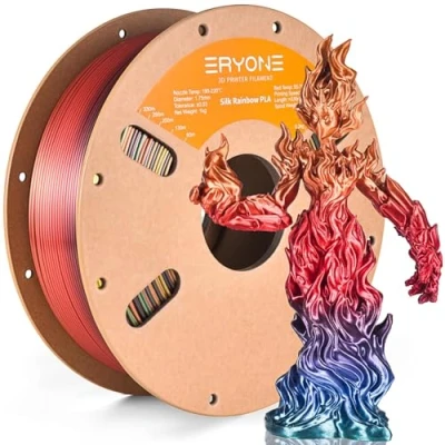 Image of ERYONE Ultra Silk PLA Filament, Silky Glossy Finish Filament,Fast Color Change Rainbow 1.75mm, +/ 0.03mm, 1kg(2.2LBS)/Spool, Sunset