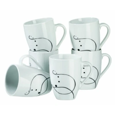 Image of Mäser, Chanson Series, Coffee Mug, 6 Piece Set Large Porcelain Cups