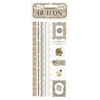 Image of Stamperia Rub on for Scrapbooks, Albums, Cards, Bullet Journals and More, Easily Transfer Images onto Paper Other Surfaces, Perfect Crafts Gifting (Old Lace Stripes)
