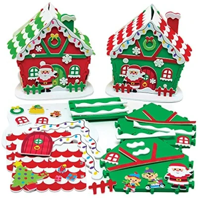 Image of Baker Ross FX281 Santas Workshop Kits Pack of 2, Christmas Decoration Craft for Kids, Foam Arts and Crafts