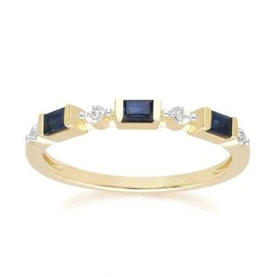 Image of Classic Baguette Sapphire &amp; Diamond Eternity Ring in 9ct Yellow Gold