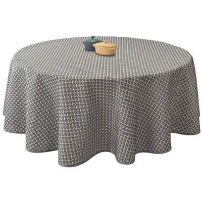 Image of Le linge de Jules Stain Resistant Tablecloth Peacock Round 160 cm Anthracite