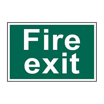 Image of Fire Exit Safety Sign, Self Adhesive Semi Rigid PVC, 300mm x 200mm