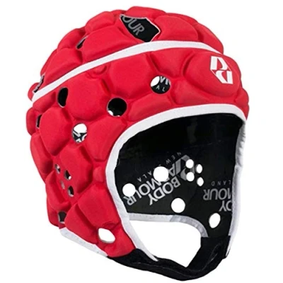 Image of Body Armour Ventilator Headguard Rugby Head Protection Scrum Cap Adult (Small, Red)