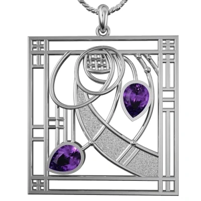 Image of CHARLES RENNIE MACKINTOSH Silver Pendant Chapter Necklace. Jewellery gift box included. 396AM