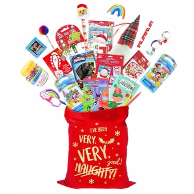 Image of Pre Filled Christmas Sack Stockings Stocking With 18 Mystery Gifts (2 5 Years Boys)
