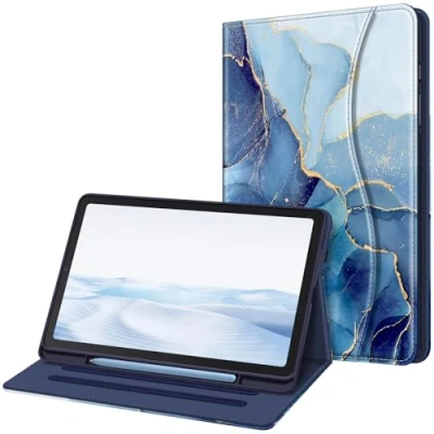 Image of FINTIE Case for Samsung Galaxy Tab S6 Lite 10.4 Inch 2024/2022/ 2020 with S Pen Holder, Multi Angle Viewing Soft TPU Back Cover Pocket Auto Wake/Sleep, Z Ocean Marble