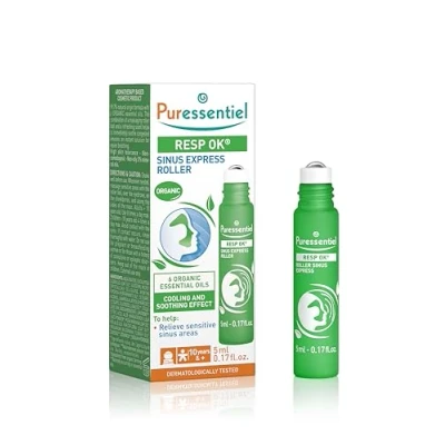 Image of Puressentiel Respiratory Roll on Sinus Express Immediate Relief 100% Plant Based Formula Organic Aloe Vera &amp; Essential Oils Pocket Size