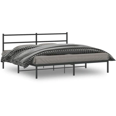 Image of Vidaxl Metal Bed Frame without Mattress with Headboard Black 180x200cm