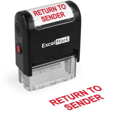 Image of ExcelMark RETURN TO SENDER Self Inking Rubber Stamp Red Ink (42A1539WEB R)