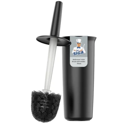 Image of MR.SIGA Toilet Bowl Brush and Holder for Bathroom, Black, 1 Pack