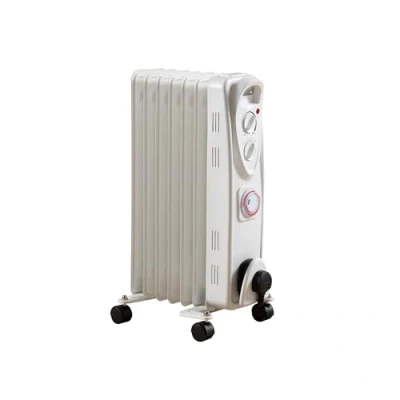 Image of Daewoo Oil Filled Heater, 1500W, 7 Fins, With Timer, Safety Features, Variable Thermostat, 3 Heat Settings, Ideal For Medium Sized Rooms, Portable, Cable Storage, White