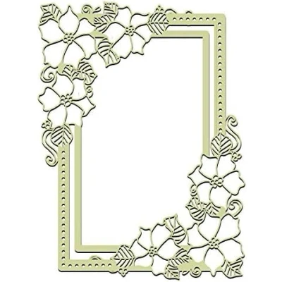 Image of Juliyeh Flower Frame Metal Cutting Die for Card Making, Laced Rectangle Cuts Embossing Lace Dies Stencils Scrapbooking Border Cuts, silver