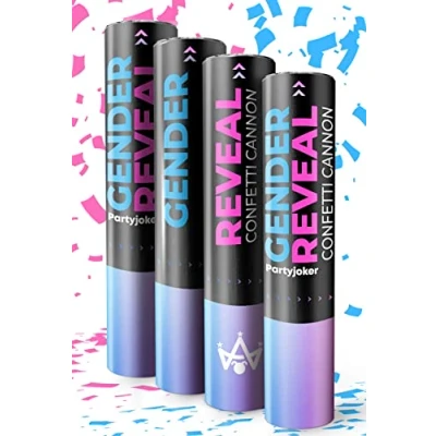 Image of Gender Reveal Cannon Confetti 2 Pink &amp; Blue Biodegradable FSC® Simple Safe to Use for Parties, Paper