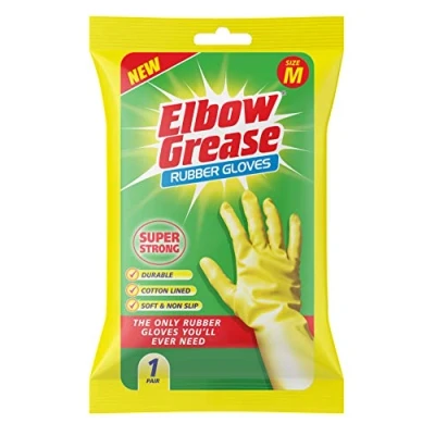 Image of Super Strong Rubber Cleaning Gloves Medium Yellow By Elbow Grease